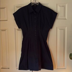 NWOT pintuck-waist cotton stretch button down dress